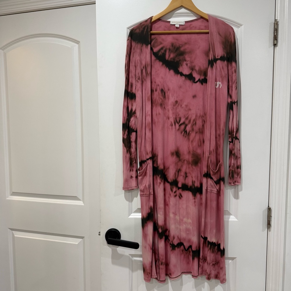 Spiritual Gangster Pink and Black Tie-Dye Cardigan